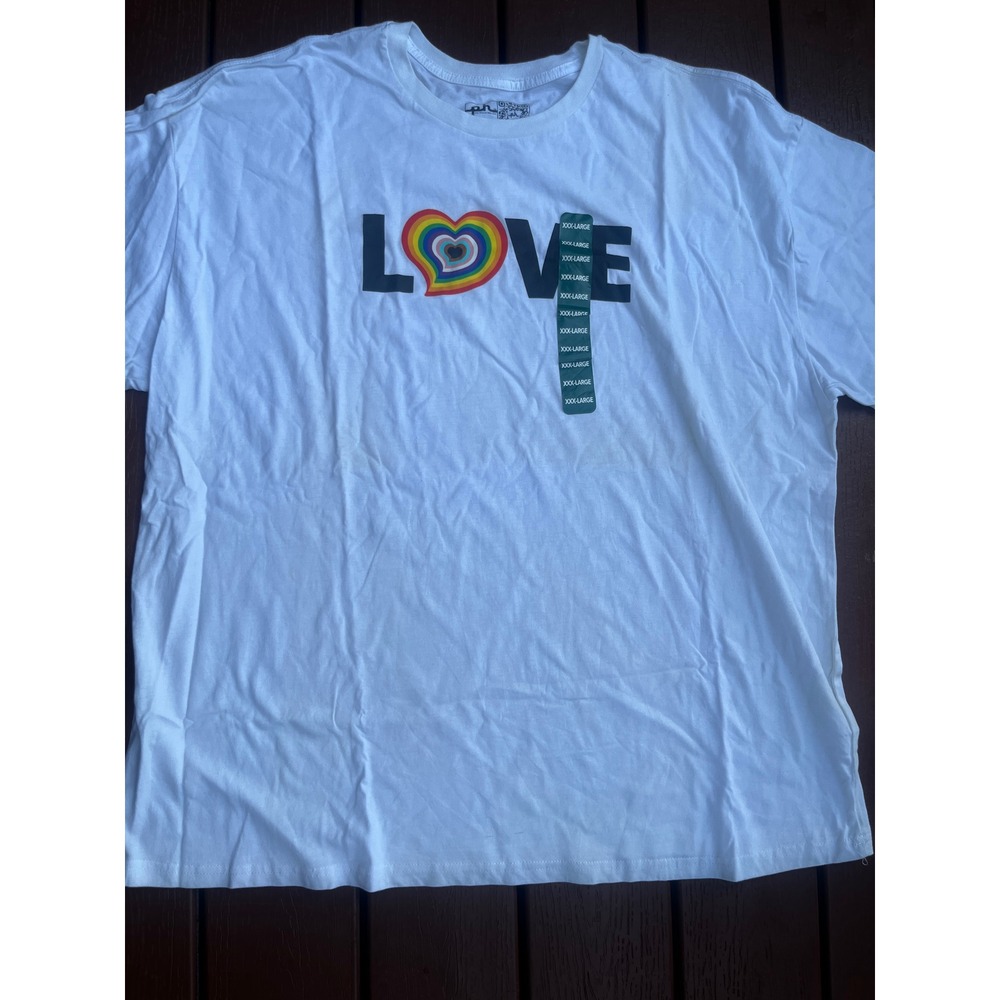 The Phluid Project Love Rainbow Heart Pride Graphic T-Shirt White 3XL PHPA001E89
